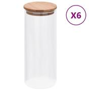 vidaXL – Pots de conservation en verre – 6 pièces – Couvercle en bambou – 1000 ml