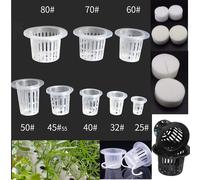 Pots de culture de plantes en maille sans sol, 8 tailles, support de panier en filet, plateau de tasse de pépinière de légumes, éponge de colonisation hydroponique q1 NO.50 white