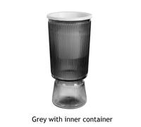 Pots De Fleurs À Arrosage Automatique,Vase Transparent,Pots De Culture Sans Eau,Vase En Plastique,Vases De Fleurs D'Imitation Décoratifs.Grey With Inner.