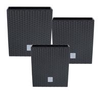 Pots de fleurs - Anthracite - Lot de 3 - Plastique - Carré - Résistants aux UV