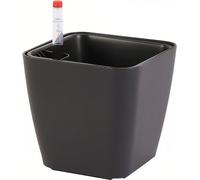 pots de fleurs carrés auto-irrigués de 14cm pour plantes d'intérieur et d'extérieur, Pots de fleurs auto-irrigués avec indicateur de niveau d'eau (noir)