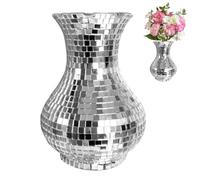 Pots De Fleurs Disco Argentés, Boule A Facette Vase Disco, Verre Pot De Fleurs Miroir, Pot De Fleurs En Forme De Boule Disco, Jardinière Boule Disco, Argentés Miroir Boule Disco Vase (A)