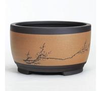 Pots de Fleurs en céramique Pot de Fleurs Bonsaï Rond Grand Moyen et Petit Bonsaï Plante Verte Bassin de Ventilation en Forme de Tambour Jardinière Conteneur,Jaunes