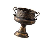 Pots de fleurs en fer gaufré pour entrée avant, arrière-cour ou intérieur présentant des fleurs vertes artificielles élégantes sur piédestal