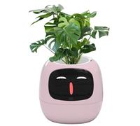 Pots de fleurs intelligents, pot de fleurs intelligent, affichage de la température et de l'heure, contrôle par application, 7 capteurs intelligents, et AI, pour décoration intérieure - jaune rose