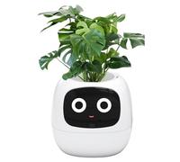 Pots de fleurs intelligents, pot de fleurs intelligent, affichage de la température et de l'heure, contrôle par application, 7 capteurs intelligents, et AI, pour décoration intérieure - jaune rose