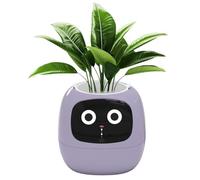 Pots de fleurs intelligents, pot de fleurs intelligent, affichage de la température et de l'heure, contrôle par application, 7 capteurs intelligents, et AI, pour décoration intérieure - jaune rose