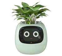 Pots de fleurs intelligents, pot de fleurs intelligent pour plantes d'intérieur, 49 expressions riches, 7 capteurs intelligents, puces AI, écran LCD, contrôle par application, pot de fleurs