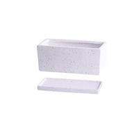 Pots de Fleurs Jardinière rectangulaire en céramique avec plateau, style scandinave, Simple, succulent, vert, bureau, petits articles d'empotage perforés Jardinieres Exterieur(White with tray,Petit)