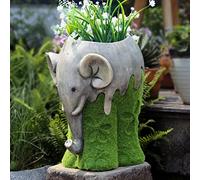 Pots de fleurs mignons en résine en forme d'éléphant - Grande capacité - Pour la maison, le bureau, le jardin - Gris