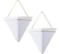 Pots de fleurs, planteur suspendu, porte-plante géométrique triangulaire géométrique, porte-plante en céramique, pour plantes succulentes, fausses plantes, décoration de maison et de bureau, blanc