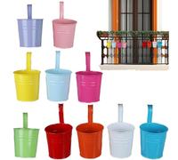 Pots De Fleurs Pour Rambarde De Terrasse - Seau Jardinière En Métal Porte- - 10 Pièces Pots De Fleurs,Décoration Extérieure Pour Jardin Balcon Clôture Garde-Corps Mur Terrasse Porche