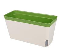 Pots de fleurs rectangulaires en plastique de 27 cm avec trou de drainage et plateau caché pour la culture de plantes en pot d'intérieur et d'extérieur à la maison Vert
