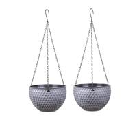 Pots de Fleurs Suspendus, 2 pièces Jardinière Suspendue Grise Pots de Plantes à arrosage Automatique Suspendus Panier de Pots de Fleurs Suspendus avec Trou de Drainage pour intérieur extérieur(M)