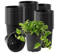 Pots de pépinière de 1 gallon, 60 pots 1 gallon pour plantes, pépinière réutilisable avec trous drainage, pot plante en plastique flexible pour semis, herbes, jardinage domestique, plantes