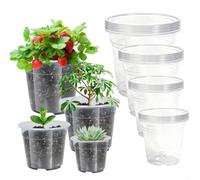 Pots de pépinière en plastique transparent avec trous de drainage, 52 pièces, flexibles et transparents, tailles assorties pour débutant, observation des racines, jardinage intérieur et extérieur