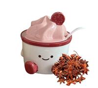 Pots de sel pour comptoir,Avec couvercle et cuillère Boîte en céramique de dessin animé mignon | Convient également comme pot à sucre | Pour la cuisine, la maison, la salle de bain, la cuisson, le