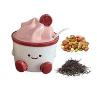 Pots De Sel Pour Le Comptoir,Pot De Dessin Animé Mignon En Céramique Avec Couvercle Et Cuillère - Porte-Sel De Mer | Pour Cuisine Pique-nique Table Cuisson Herbes Repas Cuisiner Ménage Station De Café