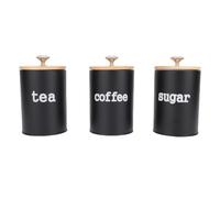 Pots de stockage avec couvercles hermétiques, récipients de stockage de cuisine, ensemble de trois pièces, pots de stockage en fer scellés adaptés au café, au thé et au sucre (Noir)