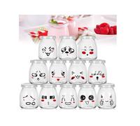 Pots de yaourt - sh - 12 pièces - Verre transparent - Couvercles inclus - 100 ml par pot