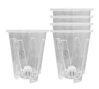 Pots d'orchidées 5pcs Pots de Fleurs Transparentes avec Trous de Drainage Plastique jardinière d'orchidée Respirante à Fente de Plante Claire pour orchidées, Plantes succulentes, Plantes d'intérieur
