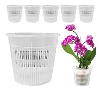 Pots d'orchidées avec trous, 6 pcs de 5, 5 pouces en plastique plastique Pots de plante, planteur d'orchidée respirant avec colonne 'air pour les orchidées rempotage, plantes succulentes et charnu