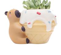 Pots en résine pour , pot à crayons fantaisie en résine, pot de fleurs avec trous de drainage | pour table, rebord de fenêtre, maison, salon, chambre, balcon, intérieur, extérieur