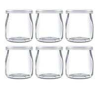 Pots en verre de 200 ml pour pouding au yaourt avec couvercles en plastique, mini-gobelets, petites bouteilles en verre (6)