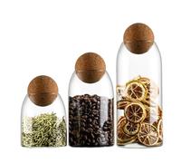 Pots en Verre - Récipient Hermétique pour Sel,Lot de 3 avec Couvercle Multiusage pour Thé, Confiserie, Épices, Café et Sel