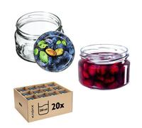 Pots Mason en Verre 250ml avec Couvercles Prunes - Lot de 20 KADAX