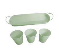 Pots pour - Ensemble de jardinières Modernes, récipients décoratifs intérieurs, Kits de Pots de Fleurs avec Plateau de Drainage Amovible, décorations de Jardinage de Style tonneau Minimaliste
