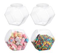Pots sucrés, pots sucrés, 4pcs 850 ml Plastique transparent avec couvercles, bockie hexagone à bouche large, réutilisable pour le buffet de bonbons, les haricots en gelée, les biscuits, les céréales