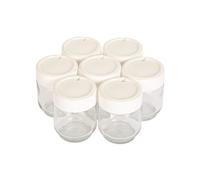 Pots yaourt verre x7 avec couvercles blancs et dateur manuel compatibles Moulinex Yogurta/Yogurteo (A14A03)