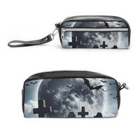 POTSCBVW Above The Cemetery Trousse à crayons de grande capacité avec deux compartiments, trousse à crayons en cuir à fermeture éclair, trousse de maquillage de voyage portable pour homme et femme