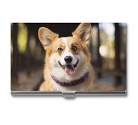 POTSCBVW Dog Corgi Porte-cartes de visite super léger et portable en alliage d'aluminium pour cartes de crédit professionnel pour employés de bureau homme et femme