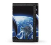 POTSCBVW Dolphin Earth Portefeuille compact à trois volets avec porte-clés léger et durable pour l'extérieur, style, taille unique, classique