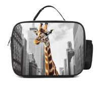 POTSCBVW Giraffe in New York Sac à déjeuner de grande capacité, fourre-tout isotherme avec boucle sécurisée, sac fourre-tout isotherme pour le travail, la gym, le pique-nique, les voyages et les