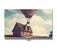 POTSCBVW Hot Air Balloon Fly The Blue Porte-cartes de visite super léger et portable en alliage d'aluminium Organiseur de cartes de crédit fin professionnel pour employés de bureau homme et femme