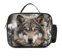 POTSCBVW Lmage of Wolf in The Snow Sac à déjeuner de grande capacité, sac à déjeuner isotherme avec boucle sécurisée, sac fourre-tout isotherme pour le travail, la gym, le pique-nique, les voyages et