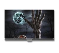 POTSCBVW Porte-cartes de visite d'Halloween en forme de main de zombie super léger et portable en alliage d'aluminium fin professionnel pour cartes de visite pour employés de bureau, homme et femme