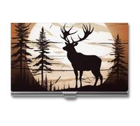 POTSCBVW Porte-cartes de visite en forme de silhouette d'élan sauvage, super léger, portable, en alliage d'aluminium, organiseur de cartes de crédit fin professionnel pour employés de bureau, homme et