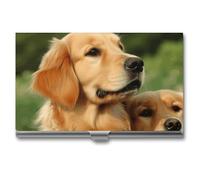 POTSCBVW Porte-cartes de visite Golden Retriever super léger et portable en alliage d'aluminium pour cartes de crédit - Étui fin professionnel pour les employés de bureau, homme et femme