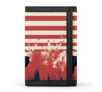 POTSCBVW Portefeuille compact à trois volets avec porte-clés motif drapeau silhouette de Lady Liberty Portefeuille léger et durable pour l'extérieur, style, taille unique, classique