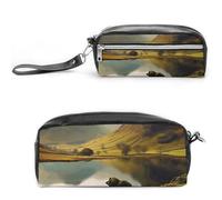 POTSCBVW Trousse à crayons Lake District National Park de grande capacité avec deux compartiments, trousse à crayons en cuir à fermeture éclair, trousse de maquillage de voyage portable pour homme et