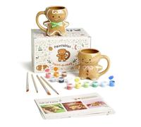 Pott’d Paintables Kit de Noël Peins-ta-Tasse Pain d’Épices - DIY Tasses de Café de Noël, Inclus Tasses, Peintures, Pinceaux & Guide d’Inspiration