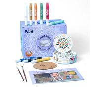 Pott’d Paintables Sous-Verres à Peindre - Kit DIY Peinture sur Céramique pour Adultes Avec Sous-Verres, Support, Peintures à Pois, Pinceaux et Guide, Idéal pour la Déco ou Comme Cadeau Fait Main