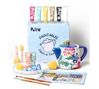 Pott’d Paintables Théière à Peindre - Kit de Peinture sur Céramique DIY pour Adultes avec Théière, Peintures, Pinceaux, Éponges, Palette et Guide, Idéal pour Débutants et Amoureux du Thé