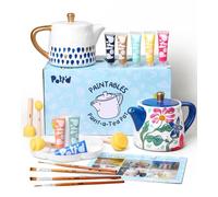 Pott’d Paintables Théière à Peindre - Kit de Peinture sur Céramique DIY pour Adultes avec Théière, Peintures, Pinceaux, Éponges, Palette et Guide, Idéal pour Débutants et Amoureux du Thé