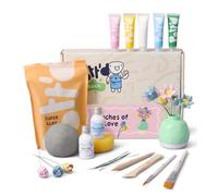 Pott'd Mini Kits de Poterie | Kit de Poterie en Argile Auto-durcissante pour Adultes Inclut Peintures, Pinceaux et Outils de Poterie | Tutoriel gratuit en ligne étape par étape
