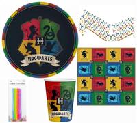 Potter Kit Harry 16 Enfants Complet Anniversaire (16 Assiettes, 16 gobelets, 16 Serviettes, 1 Nappe et 24 Bougies Extra Longues) fête